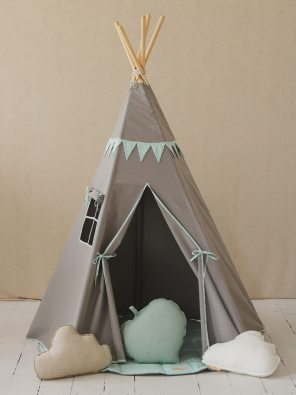 tipi-infantil-gris-guirnalda-menta-maminess