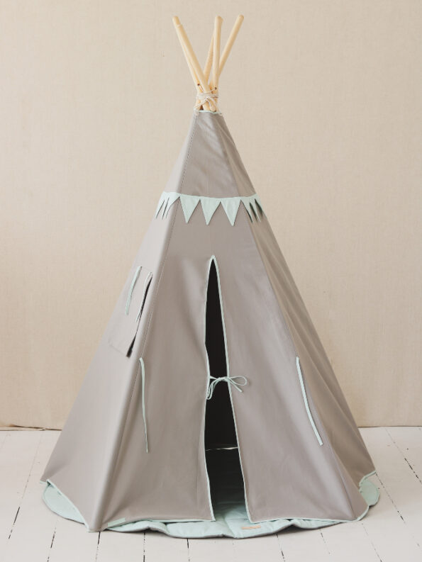 tipi-infantil-gris-guirnalda-menta-maminess